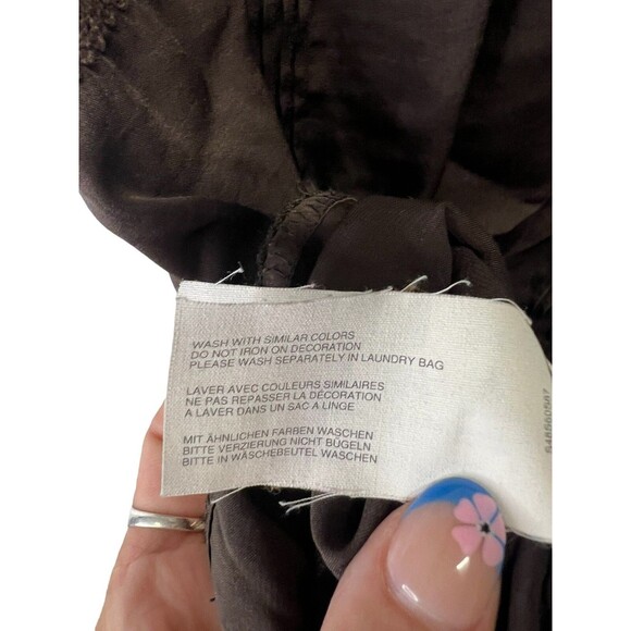 Y2K 2000s Esprit Brown Satin Beaded Sequin Boho Fairy Grunge Cami Tank Top Large - Picture 9 of 14